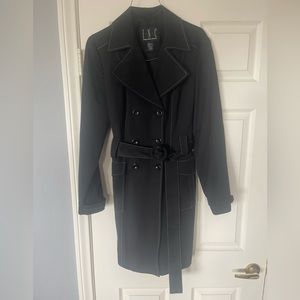 INC International Concepts Black Lined Trench Coat - Size Large